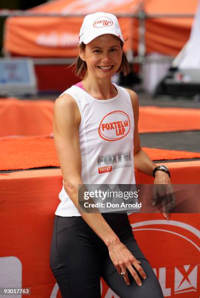 Television presenter Antonia Kidman takes part in The Foxtel Lap 2009, whereby teams of 20 compete to run or walk as many 100m laps for charity, at...