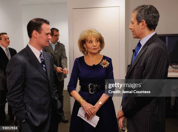 Mayor Luke Ravenstahl, TV personality Barbara Walters and Managing editor for Time Richard Stengel attend the TIME's 2009 Person of the Year at the...