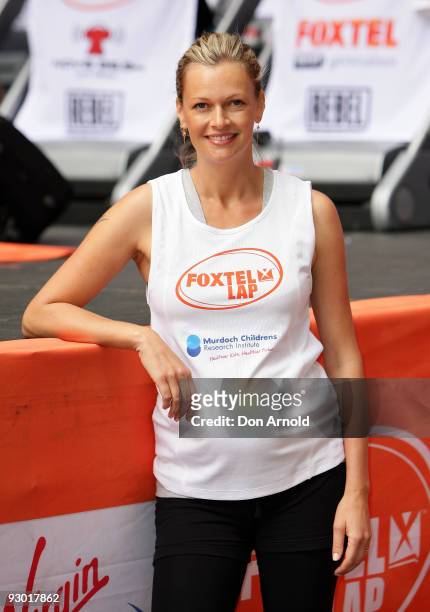 Model Sarah Murdoch takes part in The Foxtel Lap 2009, whereby teams of 20 compete to run or walk as many 100m laps for charity, at Martin Place on...