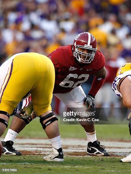 Terrence Cody of the Alabama Crimson Tide against the Louisiana State University Tigers at Bryant-Denny Stadium on November 7, 2009 in Tuscaloosa,...