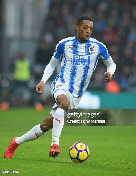 Rajiv van La Parra of Huddersfield Town during the Premier League match between Huddersfield Town and Swansea City at John Smith's Stadium on March...