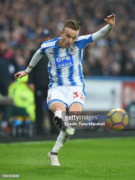Florent Hadergjonaj of Huddersfield Town during the Premier League match between Huddersfield Town and Swansea City at John Smith's Stadium on March...