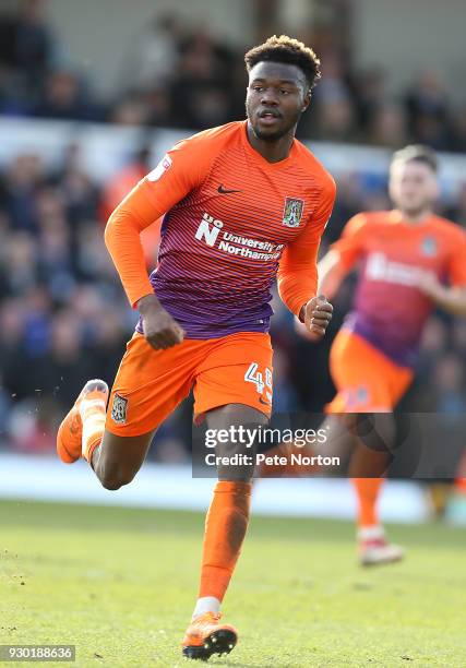 Gboly Ariyibi of Northampton Town in action during the Sky Bet League One match between Bristol Rovers and Northampton Town at Memorial Stadium on...