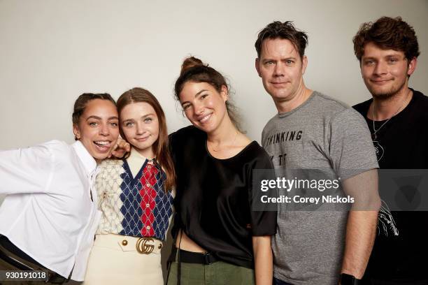 Hayley Law, Jessica Barden, Carly Stone, Kyle Mann and Brett Dier from the film "The New Romantic" poses for a portrait in the Getty Images Portrait...