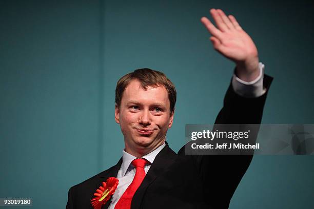 Willie Bain of Labour celebrates winning the Glasgow North East by-election in the SECC on November 13, 2009 in Glasgow, Scotland. The seat became...