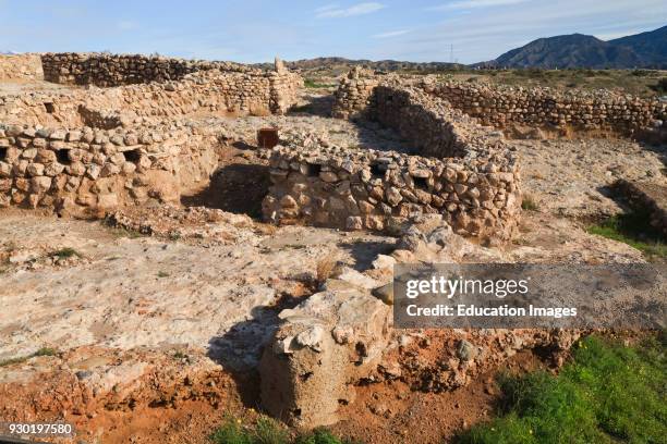 Los Millares Copper Age archaeological site, near Santa Fe de Mondujar, Almeria Province, Spain, Main gateway and barbican to town,