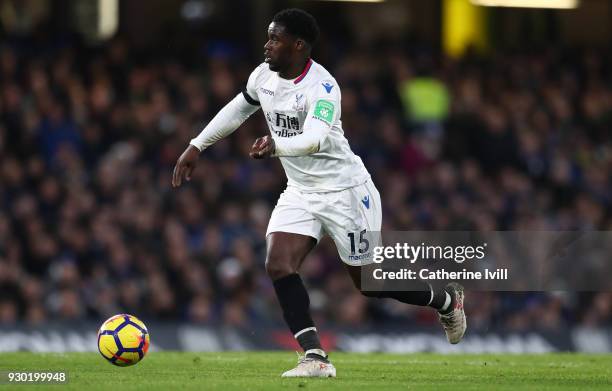 Jeffrey Schlupp of Crystal Palace during the Premier League match between Chelsea and Crystal Palace at Stamford Bridge on March 10, 2018 in London,...