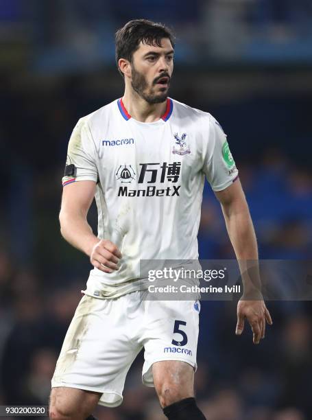 James Tomkins of Crystal Palace during the Premier League match between Chelsea and Crystal Palace at Stamford Bridge on March 10, 2018 in London,...