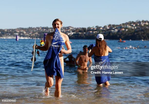 Swimmers take part in the 2018 Sydney Skinny on March 11, 2018 in Sydney, Australia. The annual nude swim event encourages swimmer to raise money for...