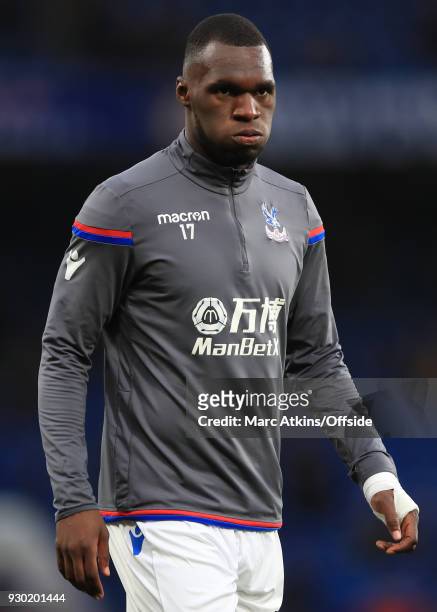 Christian Benteke of Crystal Palace during the Premier League match between Chelsea and Crystal Palace at Stamford Bridge on March 10, 2018 in...