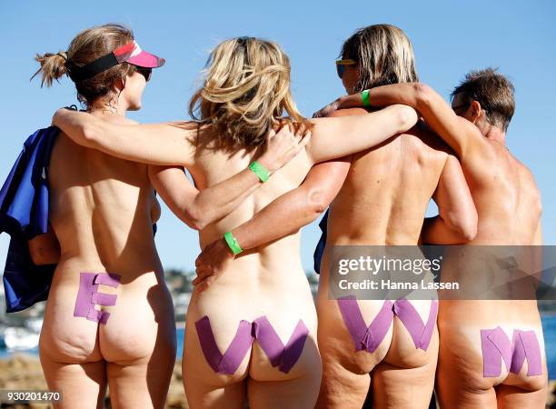 Swimmers take part in the 2018 Sydney Skinny on March 11, 2018 in Sydney, Australia. The annual nude swim event encourages swimmer to raise money for...