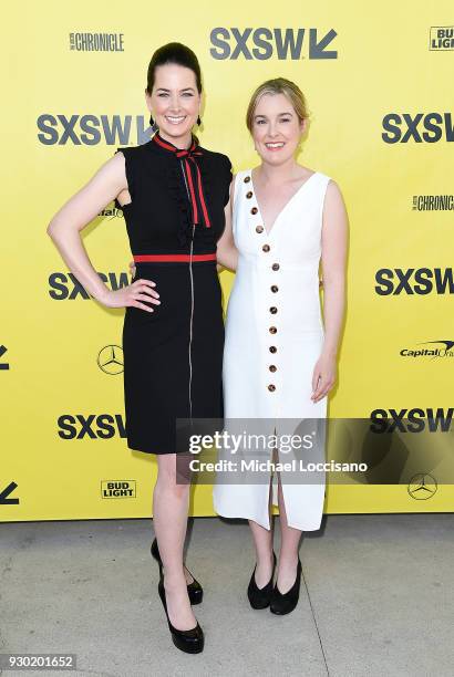 Producer Karrie Cox and actress Anna Margaret Hollyman attend the "Don't Leave Home" premiere during the 2018 SXSW Conference and Festivals at the...
