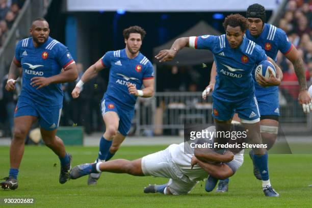 Benjamin Fall of France in action during the NatWest Six Nations match between France and England at Stade de France on March 10, 2018 in Paris,...