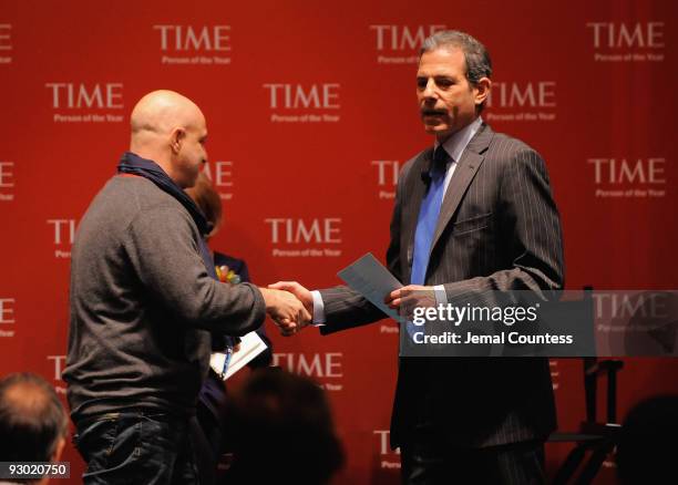 Chef Tom Colicchio and managing editor for Time Richard Stengel attend the TIME's 2009 Person of the Year at the Time & Life Building on November 12,...