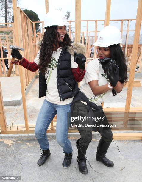 Actresses Chandler Kinney and Keesha Sharp attend the Celebs4Vets as they help Homes 4 Families build homes for veterans to enriched neighborhood...