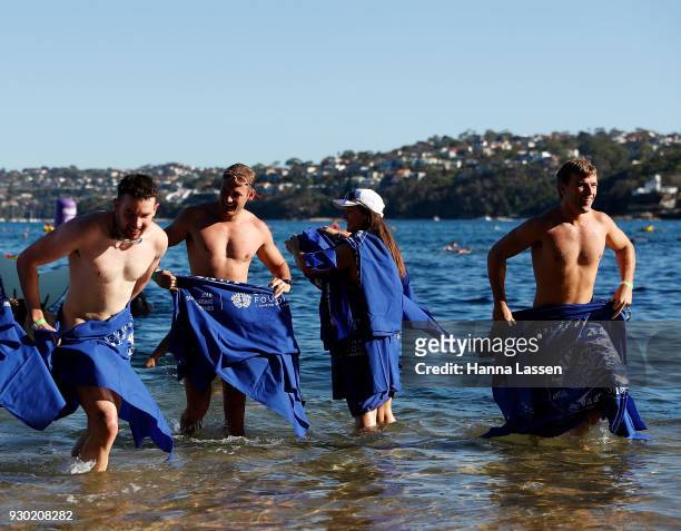 Swimmers take part in the 2018 Sydney Skinny on March 11, 2018 in Sydney, Australia. The annual nude swim event encourages swimmer to raise money for...