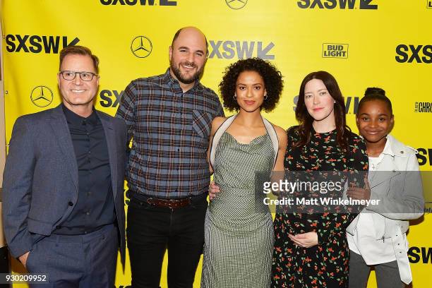 Mickey Liddell, Jordan Horowitz, Gugu Mbatha-Raw, Julia Hart, and Saniyya Sidney attend the "Fast Color" Premiere 2018 SXSW Conference and Festivals...