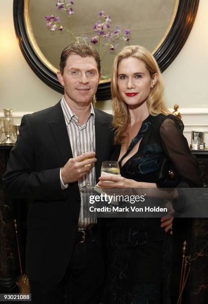 Chef Bobby Flay and actress Stephanie March attend the "Eating Animals" Book launch celebration at a Private Residence on November 12, 2009 in New...
