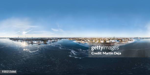 frozen alster lake aerial 360° hdr panorama - hdri 360 foto e immagini stock