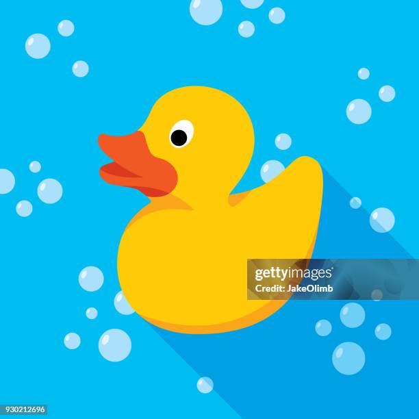 stockillustraties, clipart, cartoons en iconen met rubber duck pictogram plat - badeend