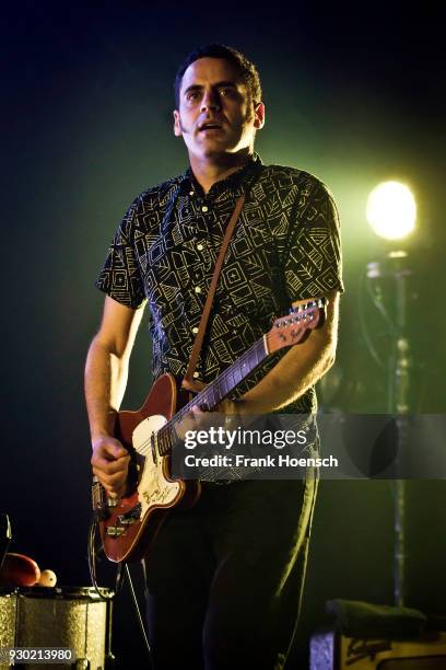 Guitarist Jairo Zavala of the American band Calexico performs live on stage during a concert at the Tempodrom on March 10, 2018 in Berlin, Germany.