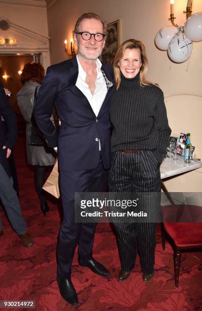 Peter Lohmeyer and Leslie Malton attend the premiere 'Der Entertainer' on March 10, 2018 in Berlin, Germany.