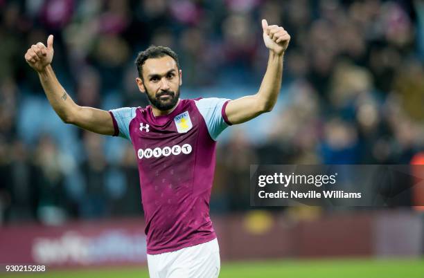 Ahmed Elmohamady of Aston Villa during the Sky Bet Championship match between Aston Villa and Wolverhampton Wanderers at Villa Park on March 10, 2018...