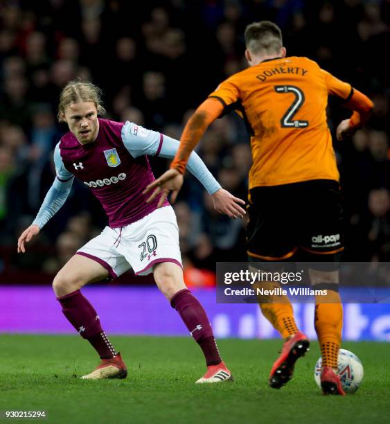 Birkir Bjarnason of Aston Villa during the Sky Bet Championship match between Aston Villa and Wolverhampton Wanderers at Villa Park on March 10, 2018...