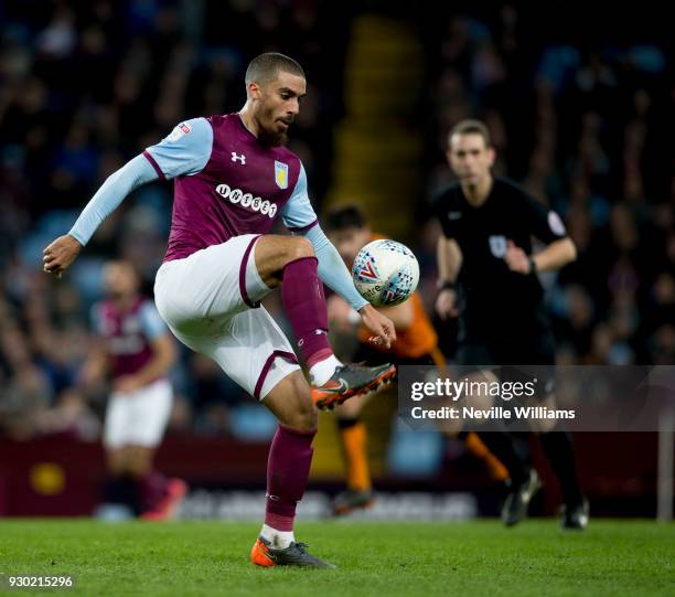 Lewis Grabban of Aston Villa during the Sky Bet Championship match between Aston Villa and Wolverhampton Wanderers at Villa Park on March 10, 2018 in...