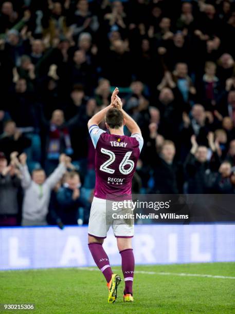 John Terry of Aston Villa during the Sky Bet Championship match between Aston Villa and Wolverhampton Wanderers at Villa Park on March 10, 2018 in...