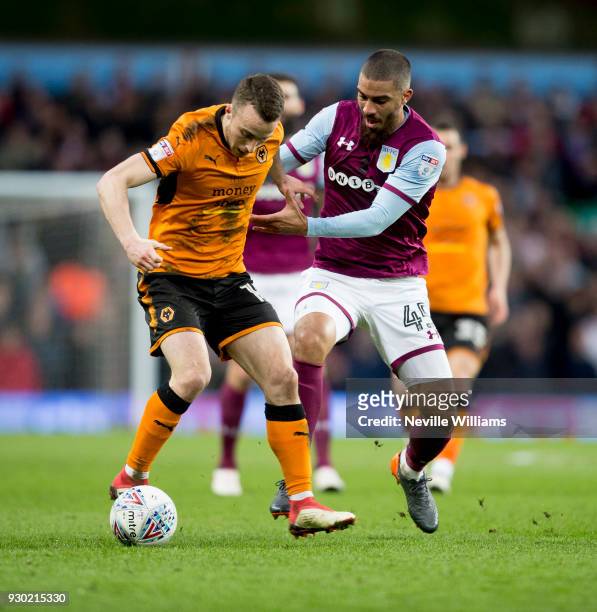 Lewis Grabban of Aston Villa during the Sky Bet Championship match between Aston Villa and Wolverhampton Wanderers at Villa Park on March 10, 2018 in...