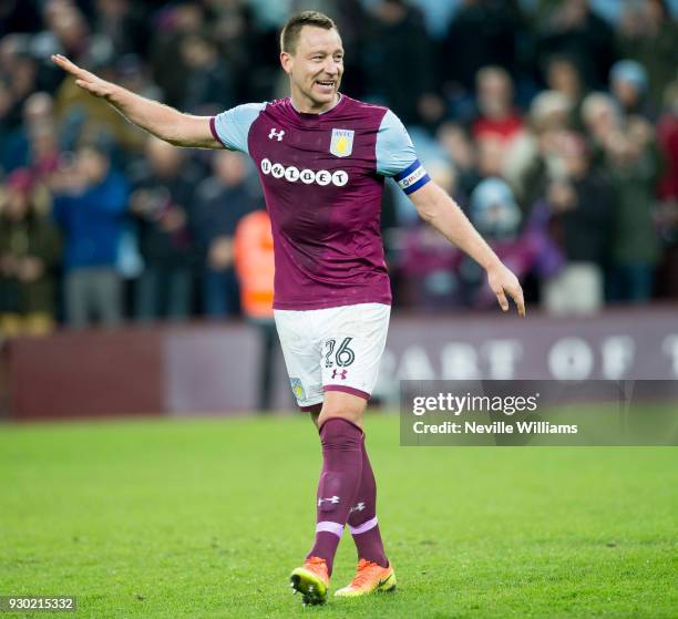 John Terry of Aston Villa during the Sky Bet Championship match between Aston Villa and Wolverhampton Wanderers at Villa Park on March 10, 2018 in...