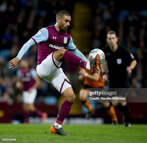 Lewis Grabban of Aston Villa during the Sky Bet Championship match between Aston Villa and Wolverhampton Wanderers at Villa Park on March 10, 2018 in...