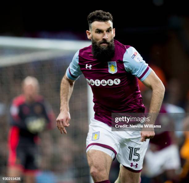 Mile Jedinak of Aston Villa during the Sky Bet Championship match between Aston Villa and Wolverhampton Wanderers at Villa Park on March 10, 2018 in...