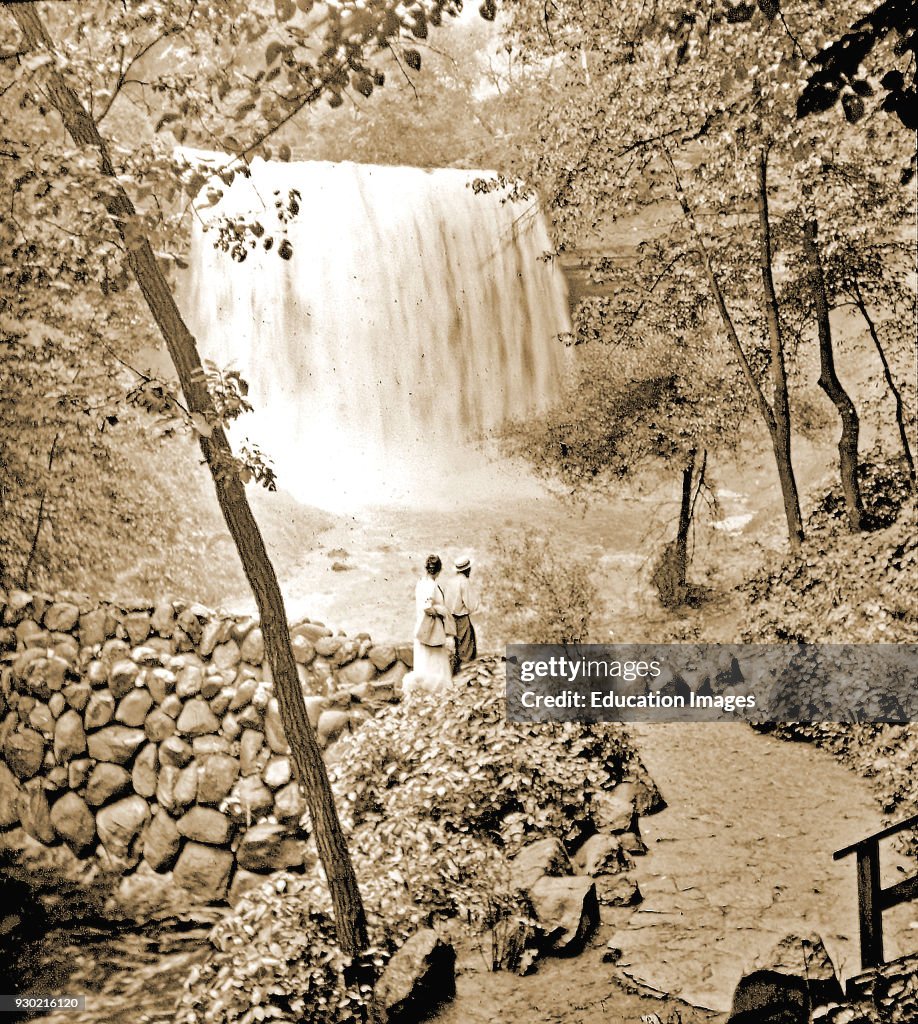 Minnehaha Falls, Minneapolis, Minnesota, 1915, Vintage Photograph