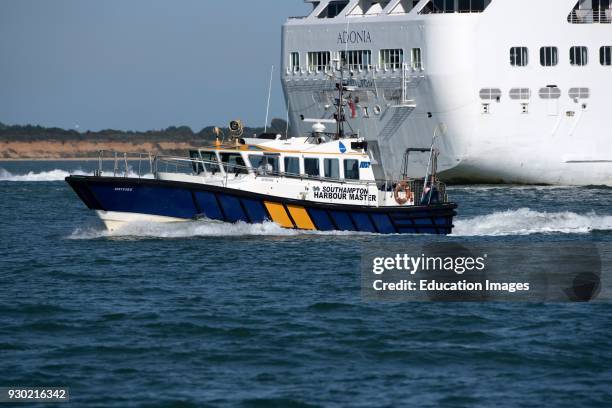 Southampton Harbor Master's vessel Spitfire underway on Southampton Water England UK,