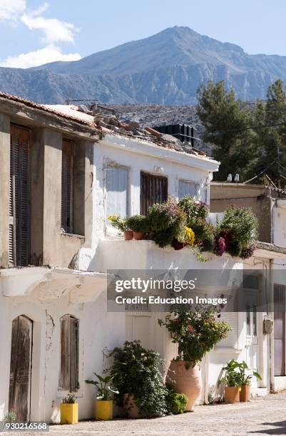 Typical Cretan home at Agios Georgios on the Lasithi plateau, Crete, Greece.