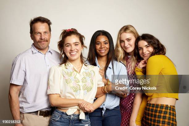 James Le Gros, Hayley Lu Richardson, Regina Hall, AJ Michalka and Dylan Gelula from the film "Support The Girls" poses for a portrait in the Getty...