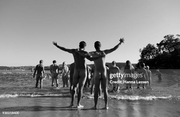 Swimmers take part in the 2018 Sydney Skinny on March 11, 2018 in Sydney, Australia. The annual nude swim event encourages swimmer to raise money for...