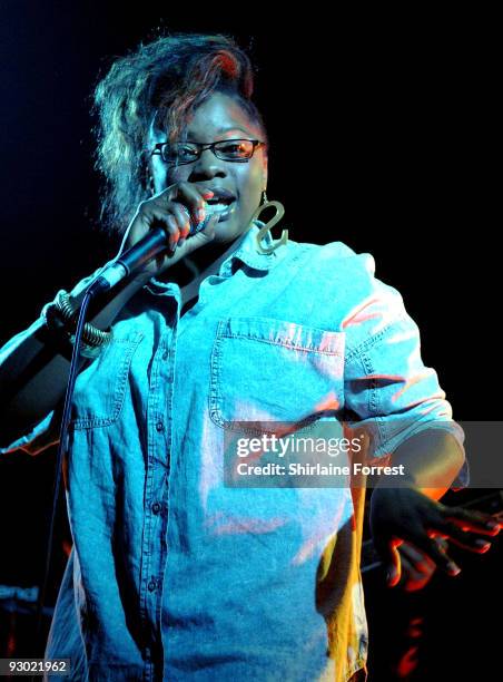 Speech Debelle performs supporting Mr Hudson at Manchester Academy on November 12, 2009 in Manchester, England.