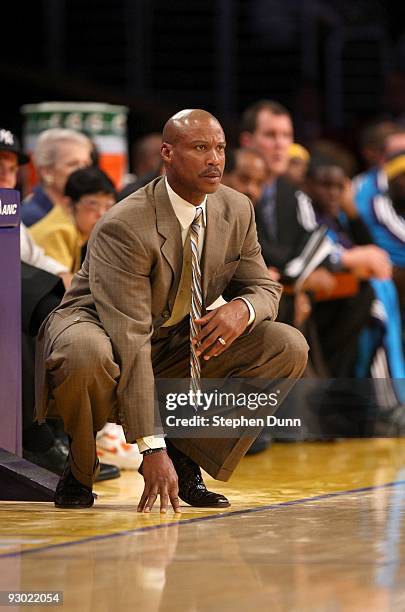 Head coach Byron Scott of the New Orleans Hornets looks on during the game with the Los Angeles Lakers on November 8, 2009 at Staples Center in Los...