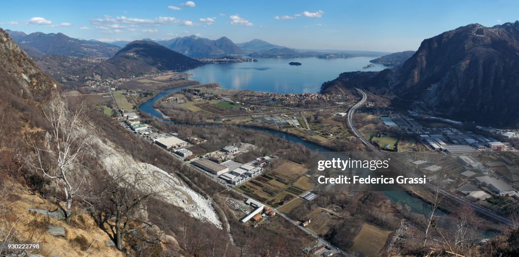 Panorama View Of Lake Maggiore And The Borromean Gulf, Northern Italy