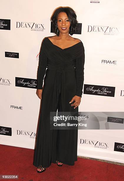 Designer Angela Dean arrives at the Angela Dean Fashion Show and launch party for the new ''Dean RTW'' Collection held at The Kress on November 12,...