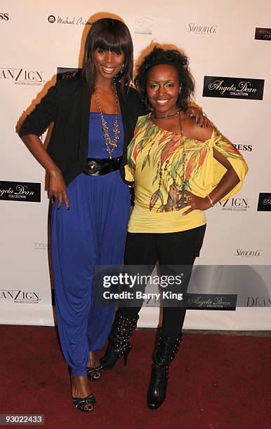 Actress Tasha Smith and actress Debra Ffewell arrives at the Angela Dean Fashion Show and launch party for the new ''Dean RTW'' Collection held at...