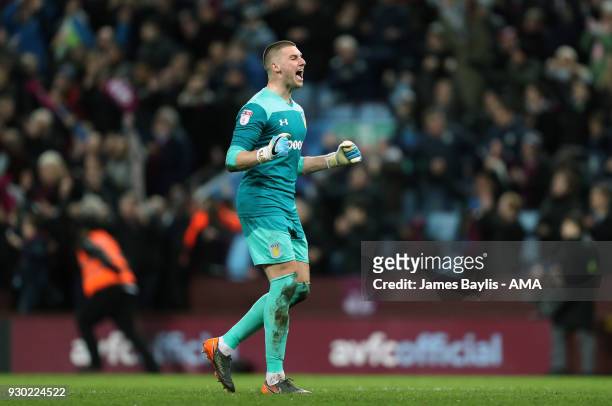 Sam Johnstone of Aston Villa during the Sky Bet Championship match between Aston Villa and Wolverhampton Wanderers at Villa Park on March 10, 2018 in...