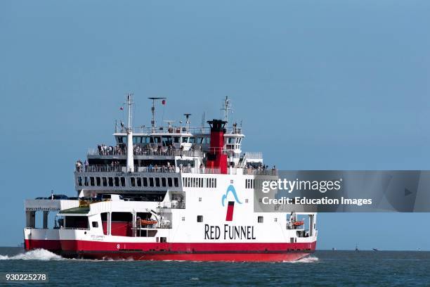 The Solent southern England UK, Passenger and vehicle ferry Red Osprey underway to the Isle of Wight.