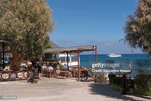 Plaka a seaside resort close to Elounda on the Gulf of Mirabello, northern Crete, Greece . .