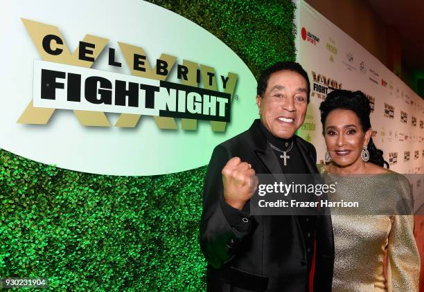 Smokey Robinson and Frances Glandney attend Celebrity Fight Night XXIV on March 10, 2018 in Phoenix, Arizona.