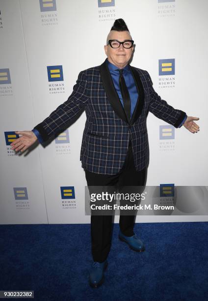 Lea DeLaria attends the Human Rights Campaign's 2018 Los Angeles Gala Dinner at JW Marriott Los Angeles at L.A. LIVE on March 10, 2018 in Los...