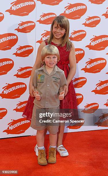 Robert and Bindi Irwin arrive for the Australian Nickelodeon Kids' Choice Awards 2009 at Hisense Arena on November 13, 2009 in Melbourne, Australia.